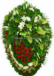 Элитный траурный венок из живых цветов с зеленым антуриумом №22