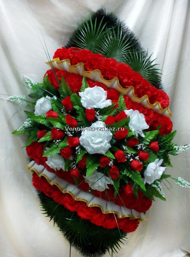 Ритуальный венок из искусственных цветов 120 см, эксклюзивные венки, венки на похороны