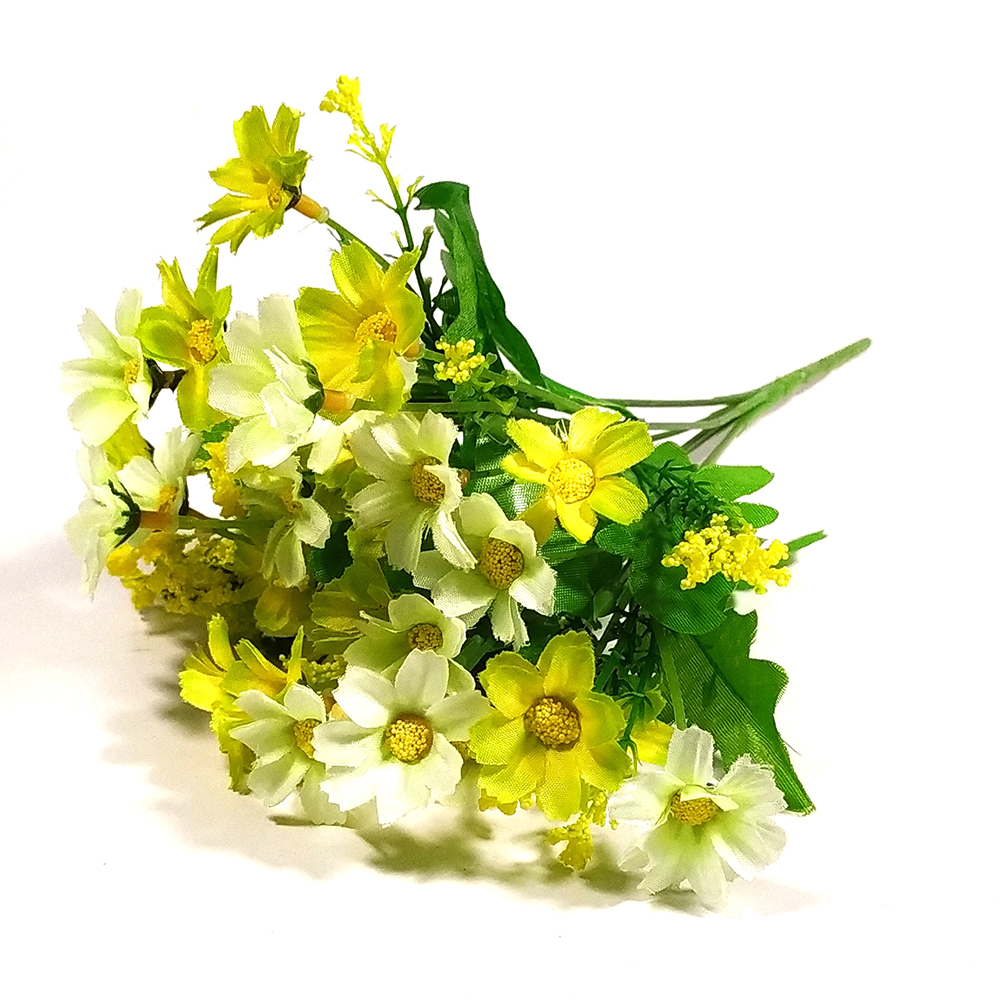Купить онлайн искусственные цветы. Лютик искусственный букет H-33 см (Бело-желтый)