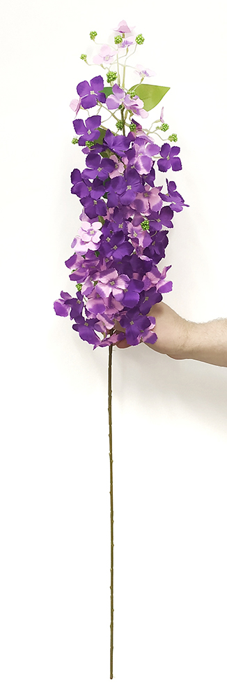 Гортензия ветка фиолетовая H-110 см купить искусственные цветы в Москве