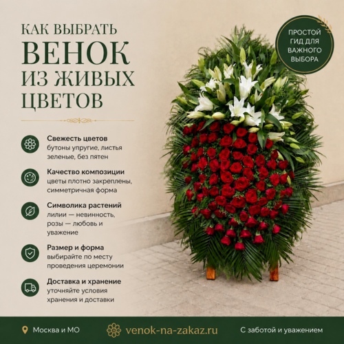 Как выбрать венок из живых цветов для похорон?