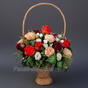 Ритуальная корзина микс из роз, Н-63 см D 40 см