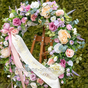 Ритуальный венок-кольцо Премиум 85см розовый/кремовый с лавандой