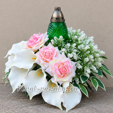 Клумба с лампадой 55 см × 35 см нежно‑розовая