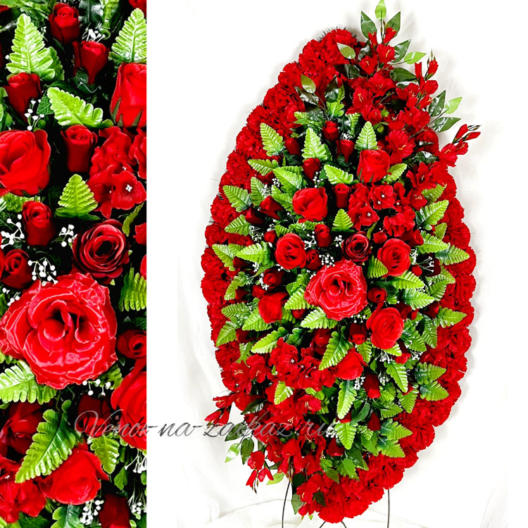 Венок на похороны "Авторский-15" с красными розами