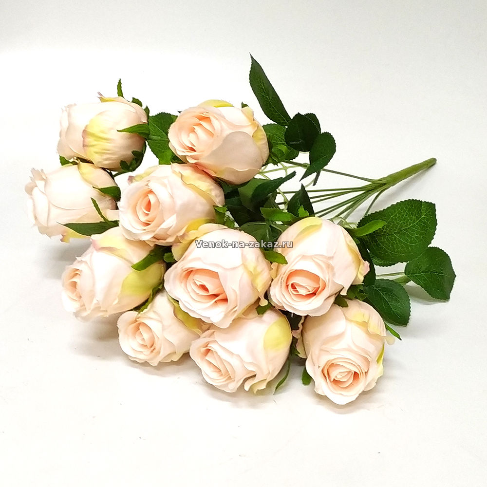 Букет роз "Приора" кремовый 49см - Искусственные цветы в розницу