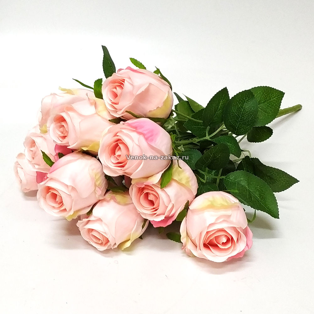 Букет роз "Приора" розовый 49см - Искусственные цветы в розницу