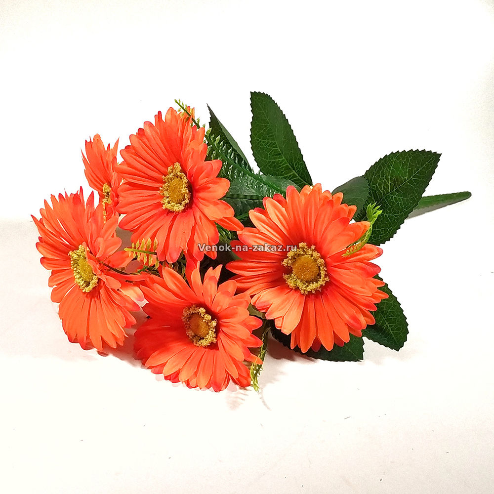 Искусственные цветы в розницу купить: Букет гербер САМБО Оранжевый 45 см / 6 голов