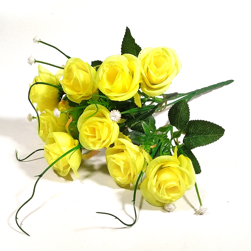 Искусственные цветы в розницу купить:Розы искусственные букет "Мускат" 31см (Желтый)