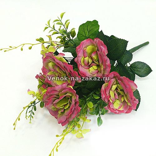 Розы букет "Барни" Н-48 см. (Бордовые) - Искусственные цветы в розницу