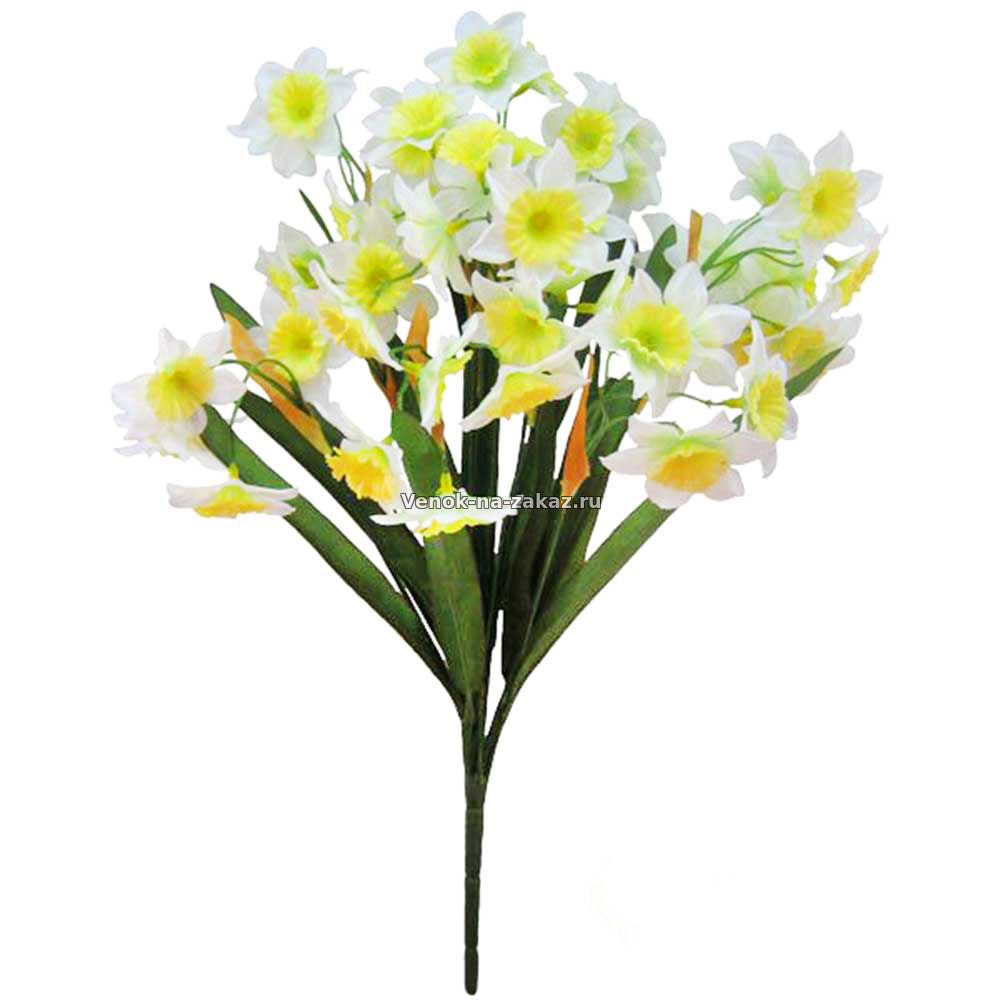 Искусственные цветы: Искусственный букет нарциссов "Сенатор" 43см