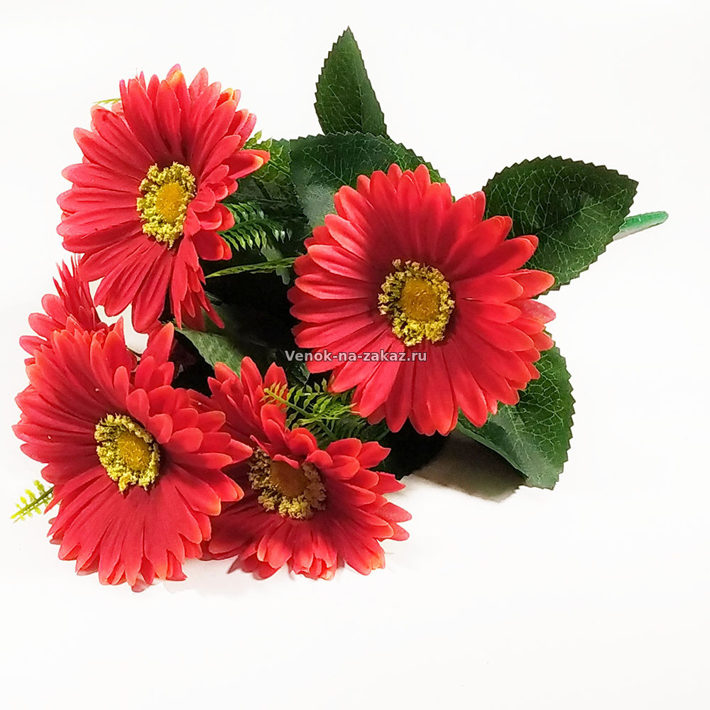 Букет гербер САМБО Красный 45 см / 6 голов - Искусственные цветы в розницу
