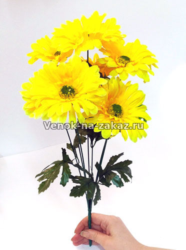 Букет гербер "Сьюзи" желтый - Искусственные цветы в розницу