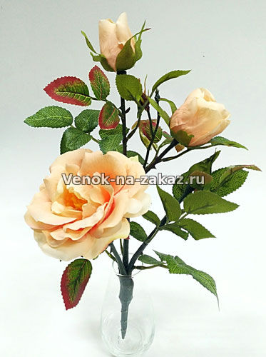 Искусственные цветы купить:Ветка чайной розы "Милагрос" кремовая