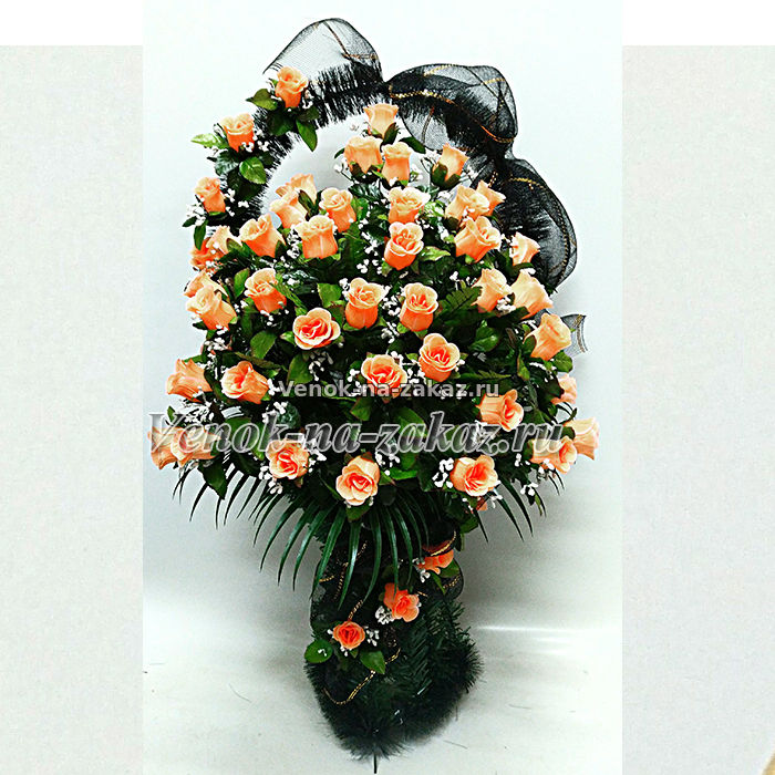 Высокие большие корзины - корзина из персиковых роз купить в магазине "Венок-на-заказ.ру"