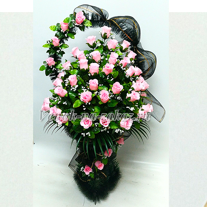 Высокие большие корзины - корзина из розовых роз купить в магазине "Венок-на-заказ.ру"