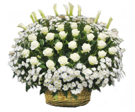 Купить корзину для похорон, траурная корзина из живых цветов на похороны