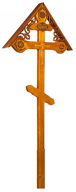 Крест "Домик фигурный с орнаментом" сосна-1