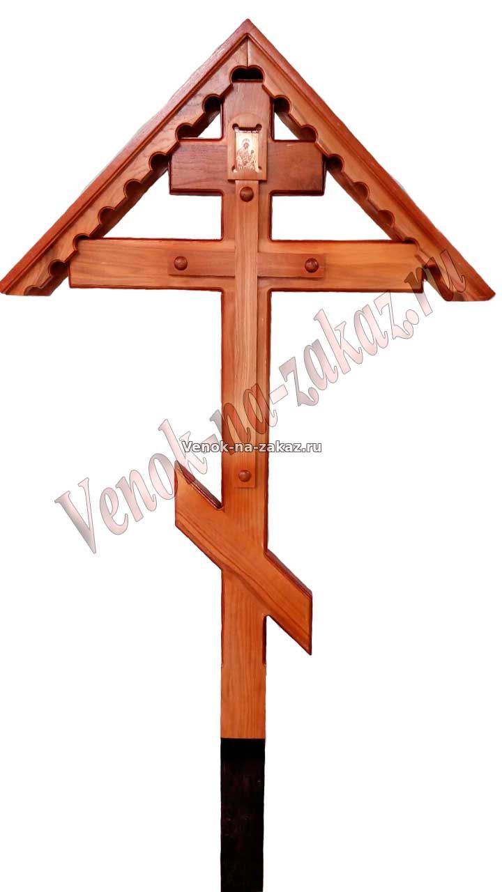Крест на могилу "Дуб-домик", купить дубовый крест на могилу