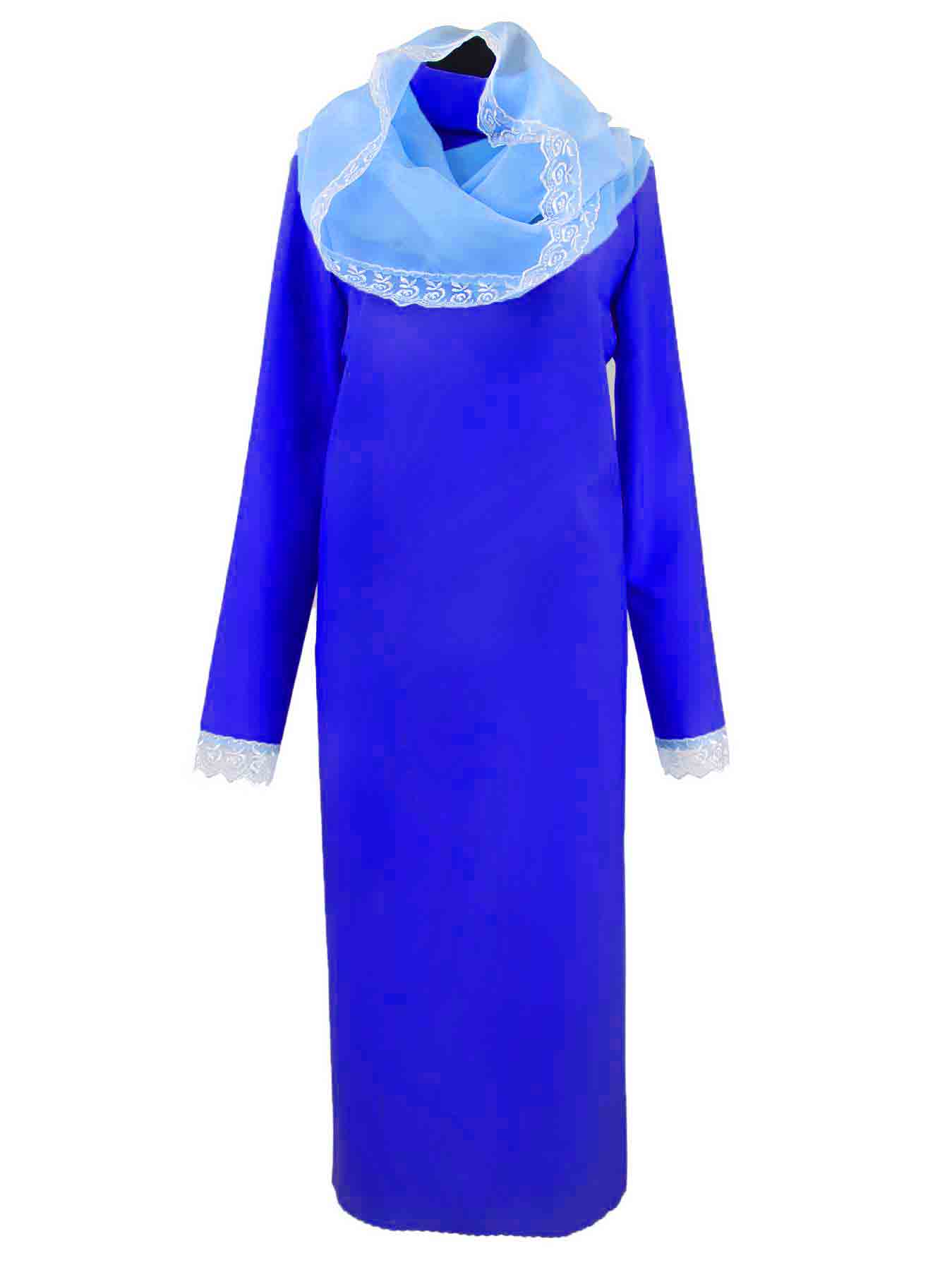 Платье для похорон (синее) с капором. Ритуальная одежда для похорон