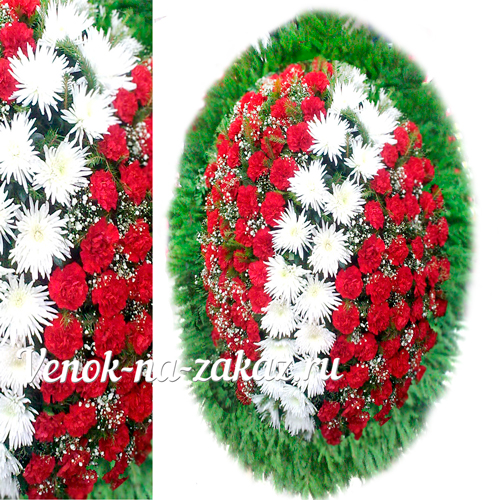 Ритуальный венок из живых цветов с хризантемой и гвоздикой №20
