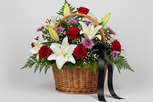 Траурные корзины на похороны - элегантные цветочные композиции