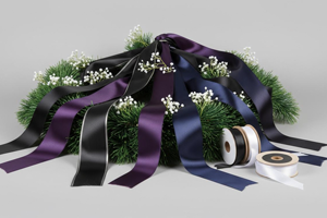 Ритуальные ленты с надписями - траурные шелковые ленты