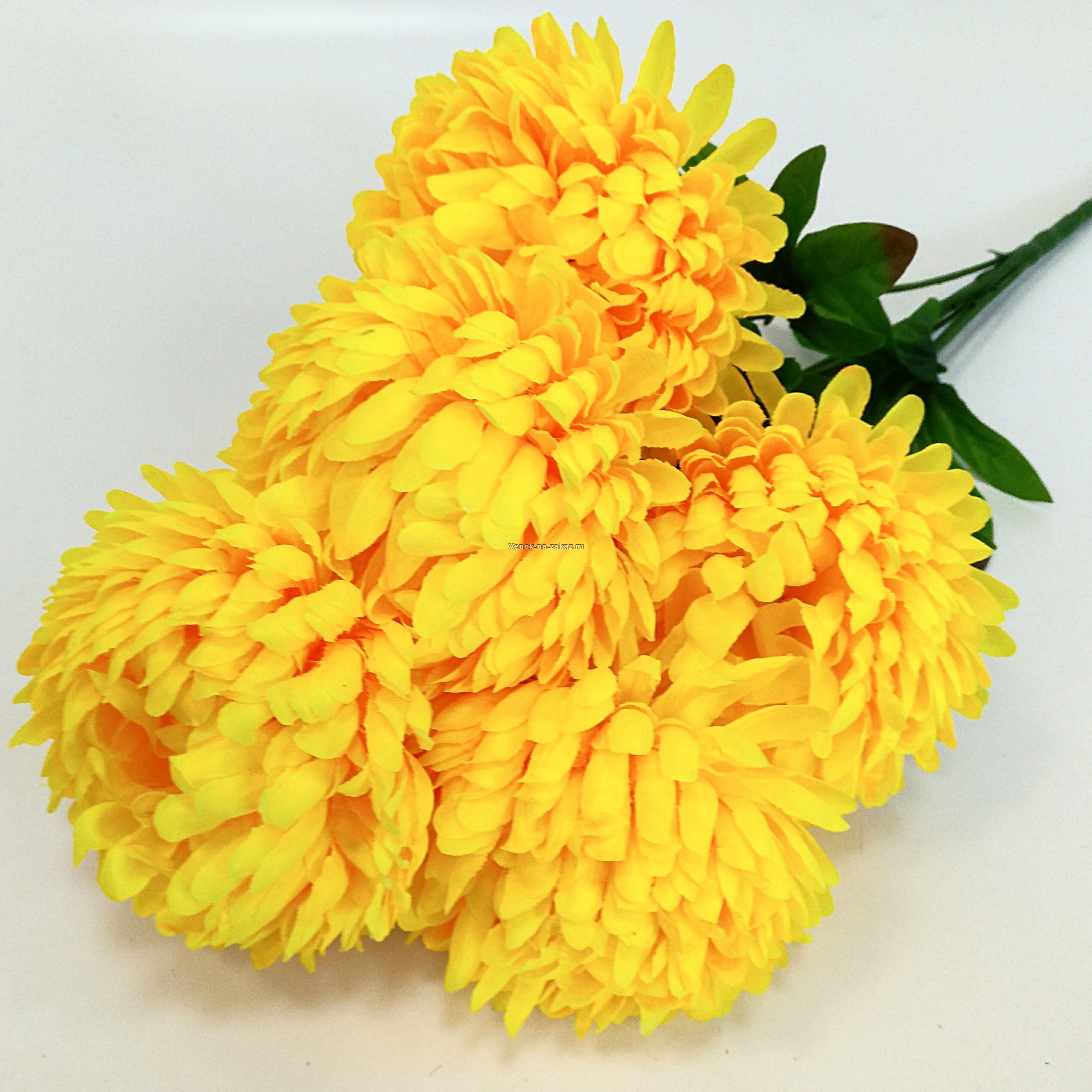 Искусственные цветы купить:Хризантема "Монарх" желтая букет